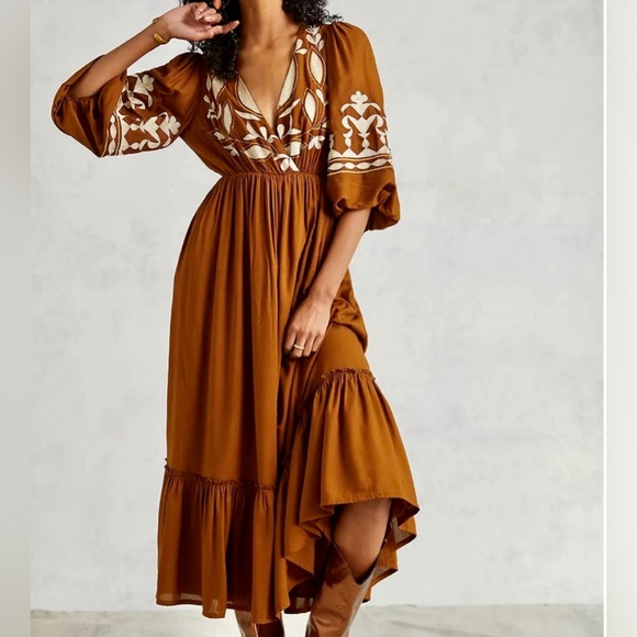 Anthropologie Dresses & Skirts - Anthropologie Maxi Dress NWT Flattering Embroidered BRAND NEW Stunning Boho!